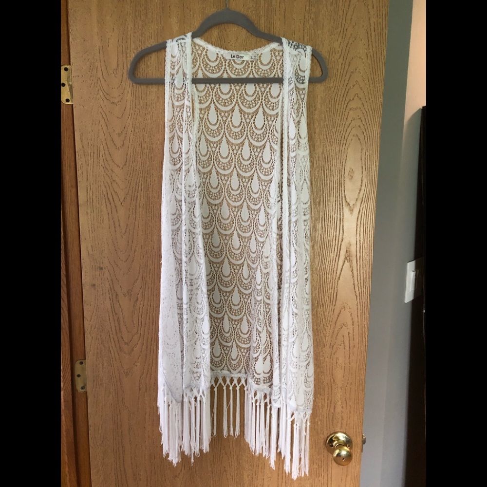 White Boho Lace Swim Cover Up. XL